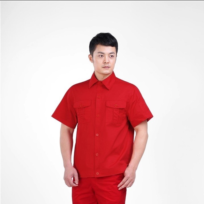 全棉细斜纹短袖工作服劳保服套装定制